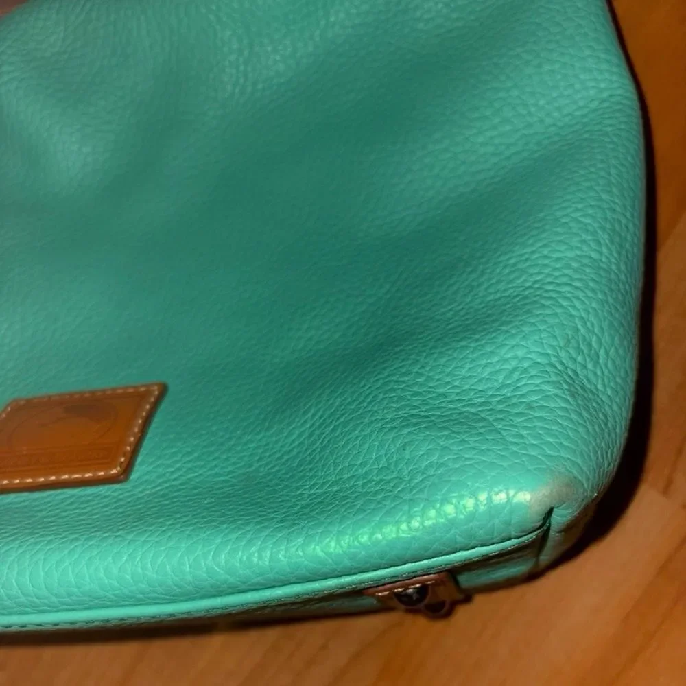 Dooney & Bourke Aqua Hobo Bag with Tan Accents